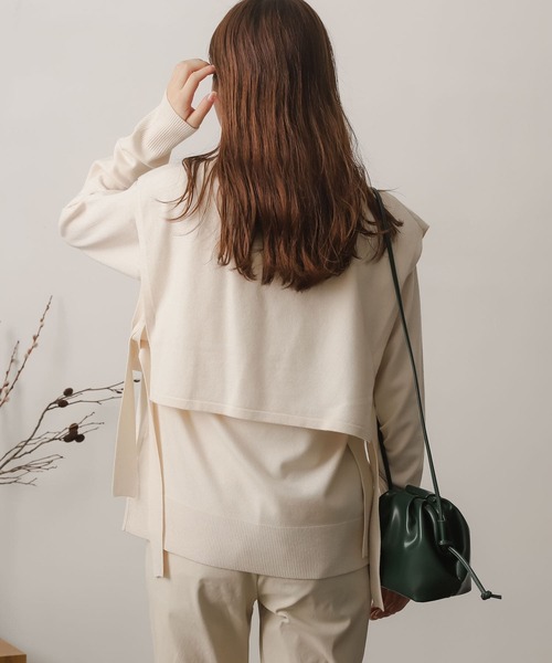 SENSE OF PLACE by URBAN RESEARCH(センスオブプレイスバイアーバンリサーチ)の「ストレッチレイヤードセーター(ニット/セーター・レディース・ライトブルー/ダークグレー/モカ/アイボリー・ONE)」の6枚目の写真