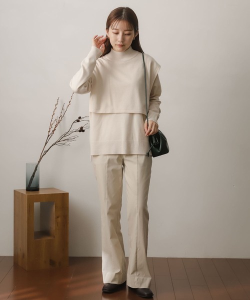 SENSE OF PLACE by URBAN RESEARCH(センスオブプレイスバイアーバンリサーチ)の「ストレッチレイヤードセーター(ニット/セーター・レディース・ライトブルー/ダークグレー/モカ/アイボリー・ONE)」の7枚目の写真