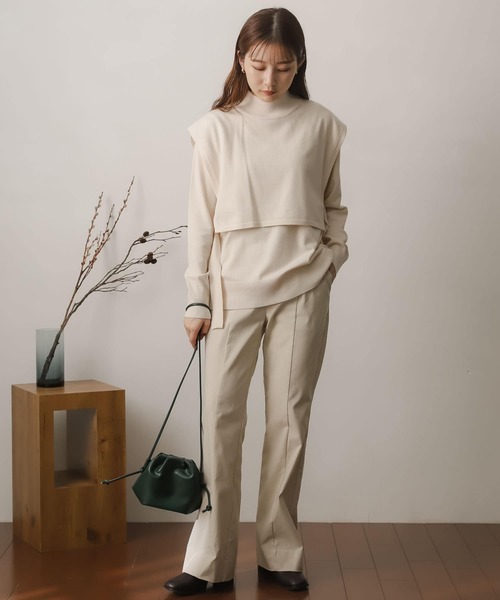 SENSE OF PLACE by URBAN RESEARCH(センスオブプレイスバイアーバンリサーチ)の「ストレッチレイヤードセーター(ニット/セーター・レディース・ライトブルー/ダークグレー/モカ/アイボリー・ONE)」の9枚目の写真