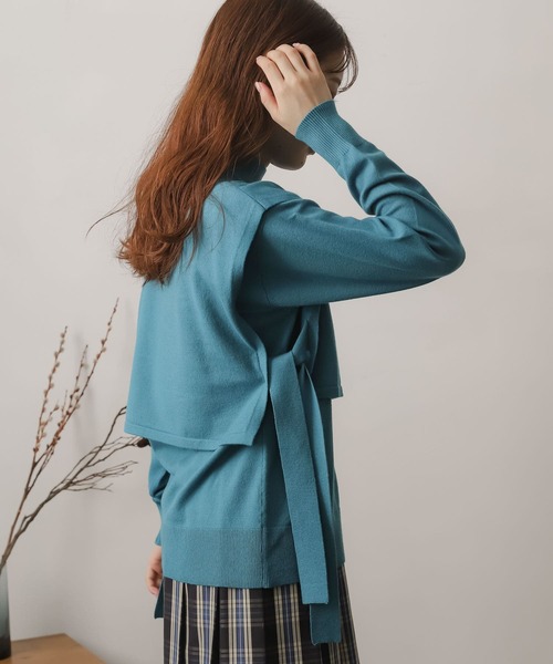 SENSE OF PLACE by URBAN RESEARCH(センスオブプレイスバイアーバンリサーチ)の「ストレッチレイヤードセーター(ニット/セーター・レディース・ライトブルー/ダークグレー/モカ/アイボリー・ONE)」の11枚目の写真