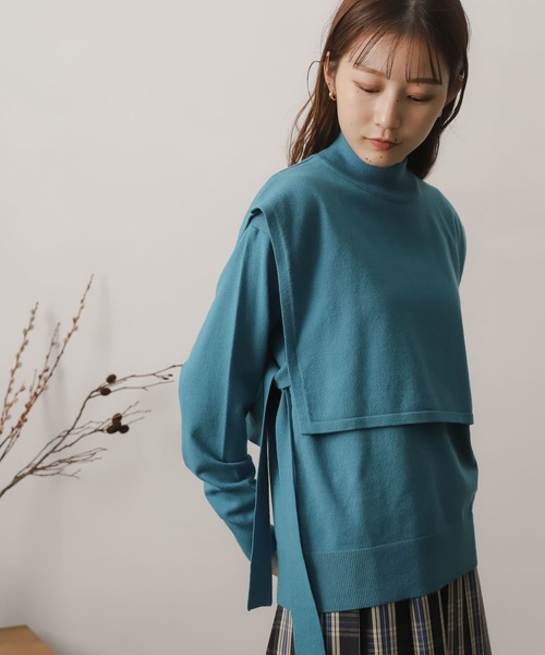 SENSE OF PLACE by URBAN RESEARCH(センスオブプレイスバイアーバンリサーチ)の「ストレッチレイヤードセーター(ニット/セーター・レディース・ライトブルー/ダークグレー/モカ/アイボリー・ONE)」の12枚目の写真