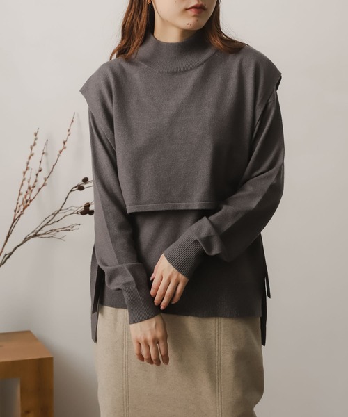 SENSE OF PLACE by URBAN RESEARCH(センスオブプレイスバイアーバンリサーチ)の「ストレッチレイヤードセーター(ニット/セーター・レディース・ライトブルー/ダークグレー/モカ/アイボリー・ONE)」の13枚目の写真