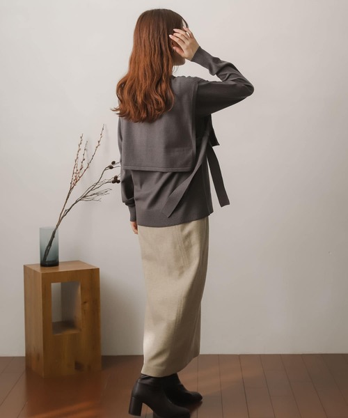 SENSE OF PLACE by URBAN RESEARCH(センスオブプレイスバイアーバンリサーチ)の「ストレッチレイヤードセーター(ニット/セーター・レディース・ライトブルー/ダークグレー/モカ/アイボリー・ONE)」の16枚目の写真