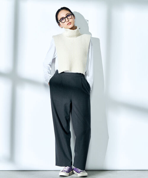 NOLLEY’S（ノーリーズ）の「両面起毛イージーセミワイドパンツ（その他パンツ・レディース・チャコールグレー/ライトパープル/ホワイト・34/38/40/36）」の4枚目の写真