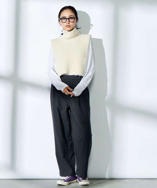 NOLLEY’S（ノーリーズ）の「両面起毛イージーセミワイドパンツ（その他パンツ・レディース・チャコールグレー/ライトパープル/ホワイト・34/38/40/36）」の5枚目の写真