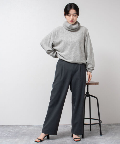 NOLLEY’S（ノーリーズ）の「両面起毛イージーセミワイドパンツ（その他パンツ・レディース・チャコールグレー/ライトパープル/ホワイト・34/38/40/36）」の10枚目の写真