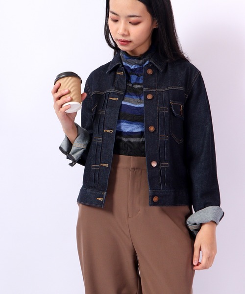 BRODIAEA(ブローディア)の「BRODIAEA シワ加工ニットボーダー ボトルネック(ニット/セーター・レディース・グリーン/シルバーグレー/ブラック/ベージュ・40)」の1枚目の写真