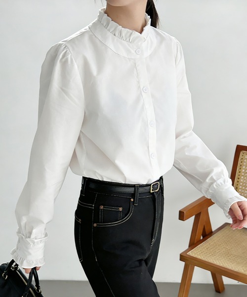 Doux Belle(ドゥーベル)の「フリルカラーギャザーブラウス(シャツ/ブラウス・レディース・ホワイト・SMALL/MEDIUM/LARGE/X-LARGE)」の20枚目の写真