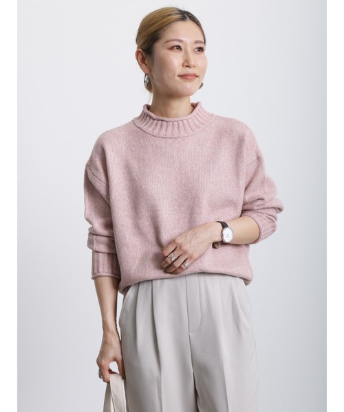 Samansa Mos2 blue(サマンサモスモスブルー)の「もちもちニットプルオーバー(ニット/セーター・レディース・ベージュ/オフホワイト/サックスブルー/ピンク/ミント・フリ-)」の5枚目の写真