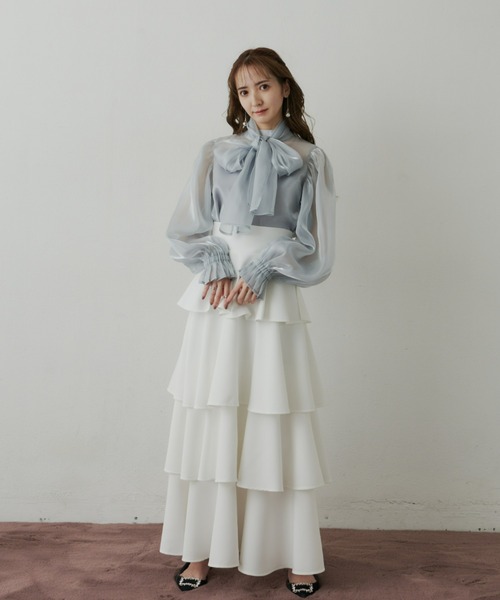 VIOLETTA(ヴィオレッタ)の「オーガンジーリボンブラウス(シャツ/ブラウス・レディース・アイボリー/ライトグレー・FREE)」の12枚目の写真