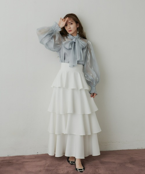 VIOLETTA(ヴィオレッタ)の「オーガンジーリボンブラウス(シャツ/ブラウス・レディース・アイボリー/ライトグレー・FREE)」の6枚目の写真