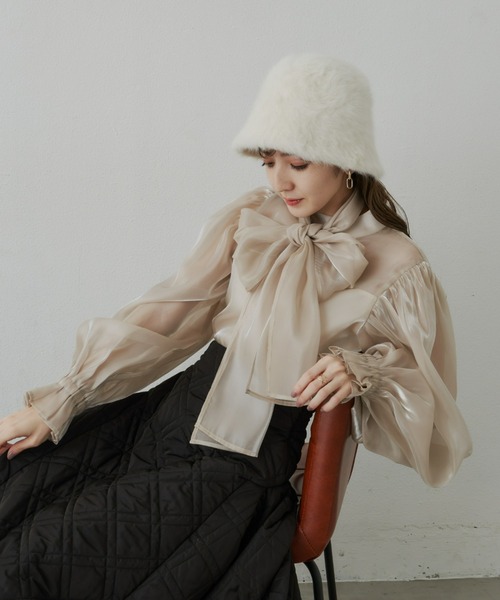 VIOLETTA(ヴィオレッタ)の「オーガンジーリボンブラウス(シャツ/ブラウス・レディース・アイボリー/ライトグレー・FREE)」の21枚目の写真