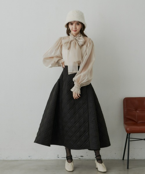 VIOLETTA(ヴィオレッタ)の「オーガンジーリボンブラウス(シャツ/ブラウス・レディース・アイボリー/ライトグレー・FREE)」の9枚目の写真