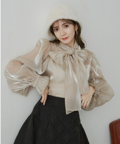 VIOLETTA(ヴィオレッタ)の「オーガンジーリボンブラウス(シャツ/ブラウス・レディース・アイボリー/ライトグレー・FREE)」の20枚目の写真