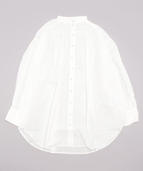 STYLEBLOCK(スタイルブロック)の「ブロードパールボタンバンドカラーブラウス(シャツ/ブラウス・レディース・ブルー/ライトグレー/ホワイト/ライトベージュ/ブラック・M)」の1枚目の写真
