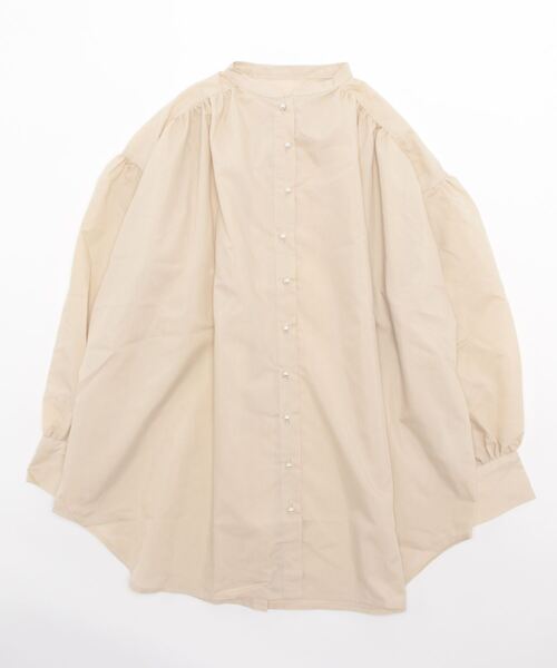 STYLEBLOCK(スタイルブロック)の「ブロードパールボタンバンドカラーブラウス(シャツ/ブラウス・レディース・ブルー/ライトグレー/ホワイト/ライトベージュ/ブラック・M)」の4枚目の写真