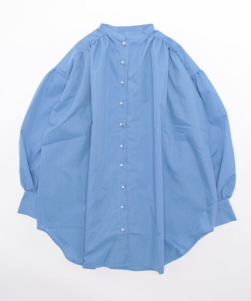 STYLEBLOCK(スタイルブロック)の「ブロードパールボタンバンドカラーブラウス(シャツ/ブラウス・レディース・ブルー/ライトグレー/ホワイト/ライトベージュ/ブラック・M)」の5枚目の写真