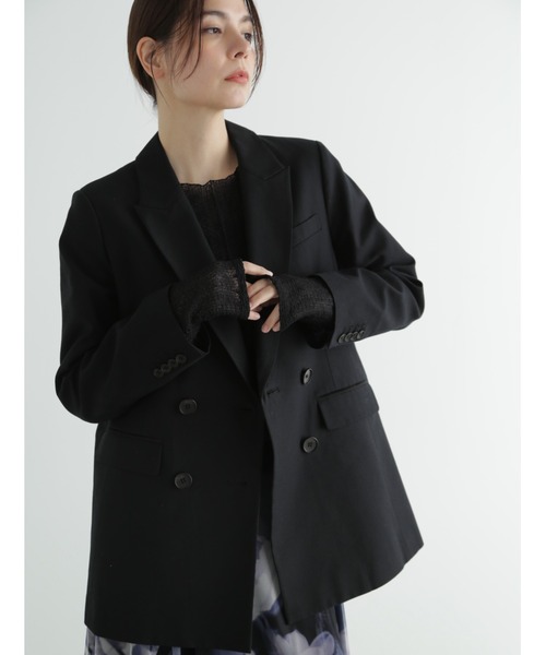 JILL STUART（ジルスチュアート）の「◆コットンキュプラテーラードジャケット（テーラードジャケット・レディース・ブラック/ホワイト・SMALL/MEDIUM）」の2枚目の写真