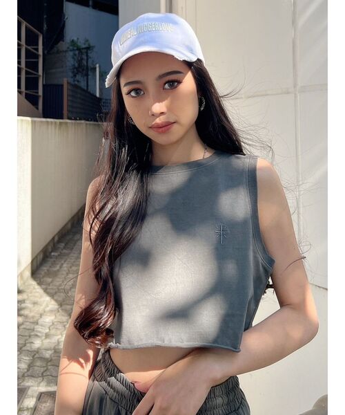 GYDA（ジェイダ）の「【SETUP着用可】クロスポイントショートルーズタンクトップ（タンクトップ・レディース・チャコールグレー/ベージュ/オリーブ・FREE）」の19枚目の写真