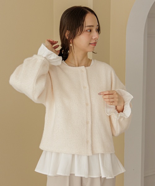 flower（フラワー）の「チックバルーントップ（カーディガン/ボレロ・レディース・ブラウン/アイボリー・FREE）」の4枚目の写真