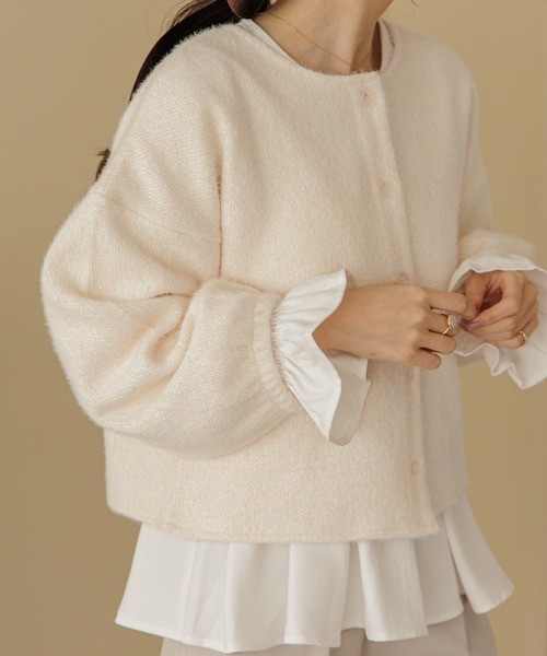 flower（フラワー）の「チックバルーントップ（カーディガン/ボレロ・レディース・ブラウン/アイボリー・FREE）」の8枚目の写真