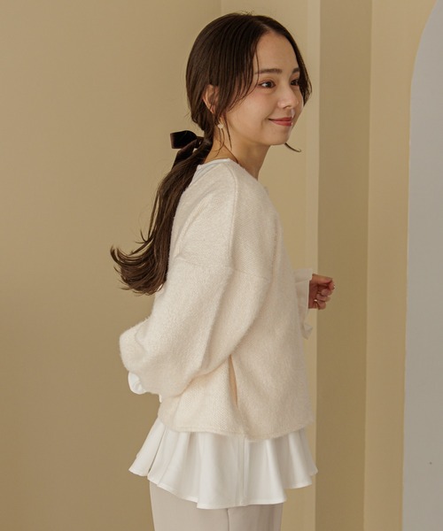 flower（フラワー）の「チックバルーントップ（カーディガン/ボレロ・レディース・ブラウン/アイボリー・FREE）」の5枚目の写真