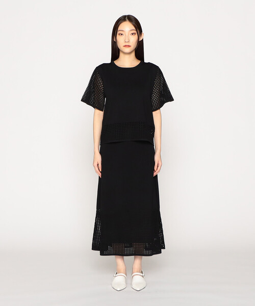 COMME CA ISM(コムサイズム)の「【セットアップ対応】スクエアメッシュ編み 半袖ニット(ニット/セーター・レディース・ブラック・MEDIUM/LARGE)」の2枚目の写真