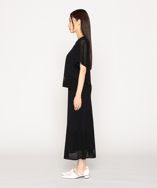 COMME CA ISM(コムサイズム)の「【セットアップ対応】スクエアメッシュ編み 半袖ニット(ニット/セーター・レディース・ブラック・MEDIUM/LARGE)」の3枚目の写真