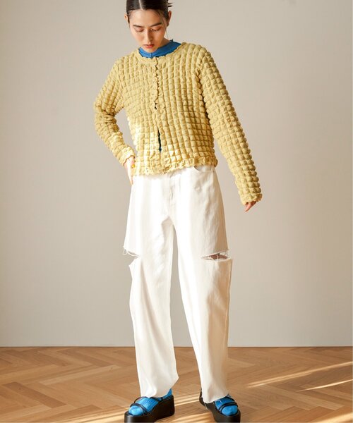 VENCEEXCHANGE（ヴァンスエクスチェンジ）の「ポコポコポップコーンカーディガン（カーディガン/ボレロ・レディース・イエロー/ブラック/ホワイト・FREE）」の6枚目の写真