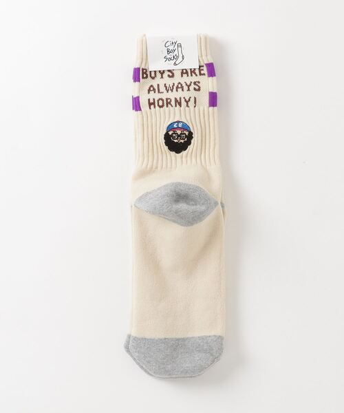 HLNA（エイチエルエヌエー）の「【Chi-bee】HORNY SOX（ソックス/靴下・メンズ・ナチュラル/オートミール/ホワイト系・ONE SIZE）」の3枚目の写真