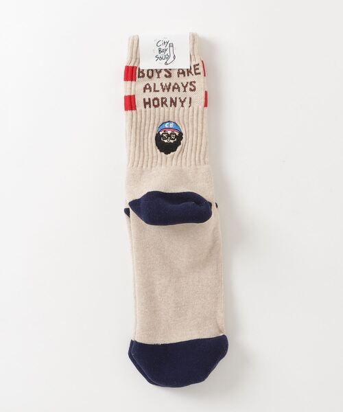 HLNA（エイチエルエヌエー）の「【Chi-bee】HORNY SOX（ソックス/靴下・メンズ・ナチュラル/オートミール/ホワイト系・ONE SIZE）」の5枚目の写真