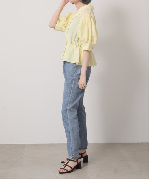 RAY CASSIN（レイカズン）の「多種ボタンペプラム開襟シャツ（シャツ/ブラウス・レディース・イエロー/スミクロ/オフホワイト/ネイビー系・FREE）」の7枚目の写真