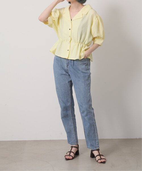 RAY CASSIN（レイカズン）の「多種ボタンペプラム開襟シャツ（シャツ/ブラウス・レディース・イエロー/スミクロ/オフホワイト/ネイビー系・FREE）」の8枚目の写真