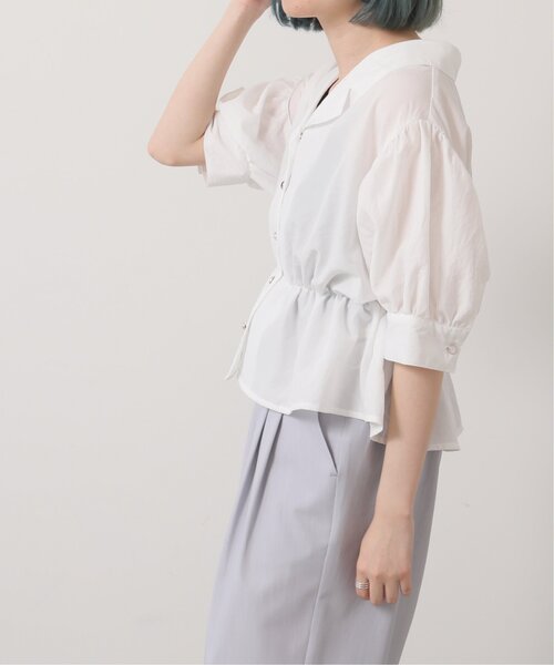 RAY CASSIN（レイカズン）の「多種ボタンペプラム開襟シャツ（シャツ/ブラウス・レディース・イエロー/スミクロ/オフホワイト/ネイビー系・FREE）」の11枚目の写真