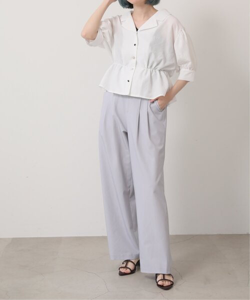 RAY CASSIN（レイカズン）の「多種ボタンペプラム開襟シャツ（シャツ/ブラウス・レディース・イエロー/スミクロ/オフホワイト/ネイビー系・FREE）」の12枚目の写真