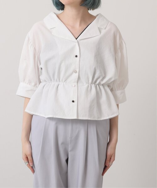 RAY CASSIN（レイカズン）の「多種ボタンペプラム開襟シャツ（シャツ/ブラウス・レディース・イエロー/スミクロ/オフホワイト/ネイビー系・FREE）」の13枚目の写真