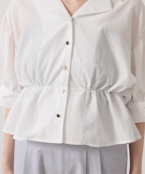 RAY CASSIN（レイカズン）の「多種ボタンペプラム開襟シャツ（シャツ/ブラウス・レディース・イエロー/スミクロ/オフホワイト/ネイビー系・FREE）」の16枚目の写真