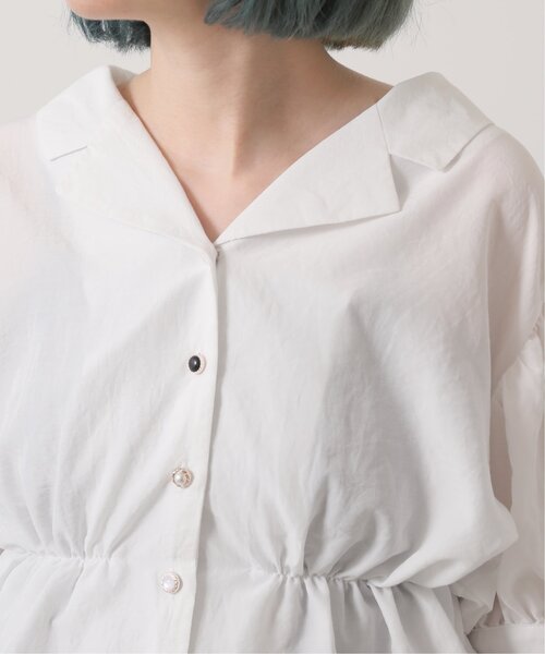 RAY CASSIN（レイカズン）の「多種ボタンペプラム開襟シャツ（シャツ/ブラウス・レディース・イエロー/スミクロ/オフホワイト/ネイビー系・FREE）」の17枚目の写真