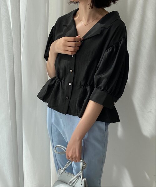 RAY CASSIN（レイカズン）の「多種ボタンペプラム開襟シャツ（シャツ/ブラウス・レディース・イエロー/スミクロ/オフホワイト/ネイビー系・FREE）」の20枚目の写真