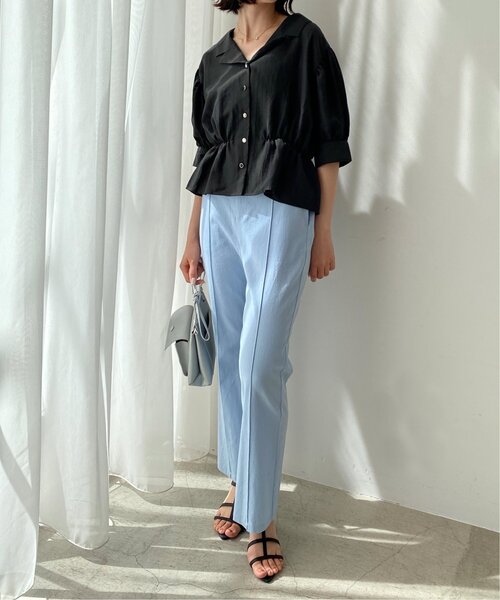 RAY CASSIN（レイカズン）の「多種ボタンペプラム開襟シャツ（シャツ/ブラウス・レディース・イエロー/スミクロ/オフホワイト/ネイビー系・FREE）」の22枚目の写真