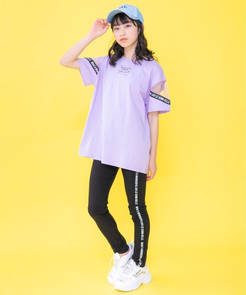 JENNI belle（ジェニィベル）の「【WEB限定】袖チュールロング丈Tシャツ（Tシャツ/カットソー・キッズ・ラベンダー/イエロー/ブラック・130cm/140cm/150cm/160cm）」の18枚目の写真