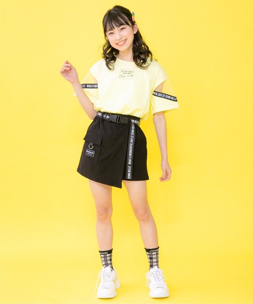 JENNI belle（ジェニィベル）の「【WEB限定】袖チュールロング丈Tシャツ（Tシャツ/カットソー・キッズ・ラベンダー/イエロー/ブラック・130cm/140cm/150cm/160cm）」の16枚目の写真