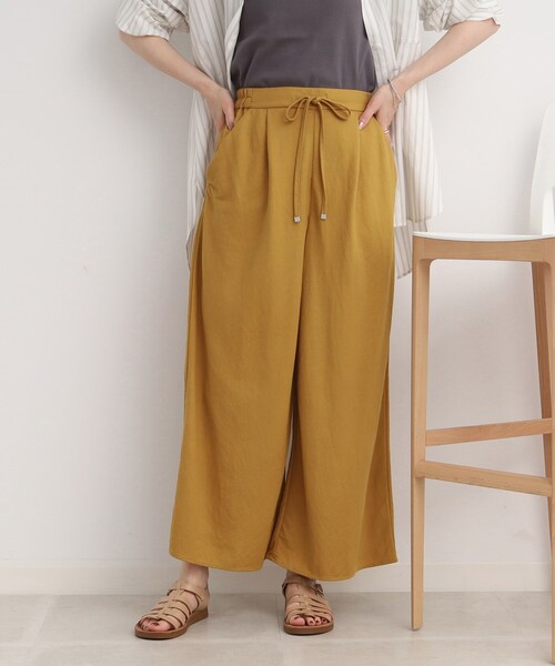 DRESKIP(ドレスキップ)の「◆【接触冷感】リラクシーに大人の抜け感 イージ-ワイドパンツ(その他パンツ・レディース・ネイビー/グリーン/カーキ/レモンイエロー/ブラック・02/03/04)」の1枚目の写真