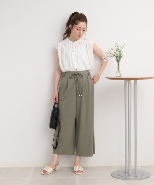 DRESKIP(ドレスキップ)の「◆【接触冷感】リラクシーに大人の抜け感 イージ-ワイドパンツ(その他パンツ・レディース・ネイビー/グリーン/カーキ/レモンイエロー/ブラック・02/03/04)」の18枚目の写真