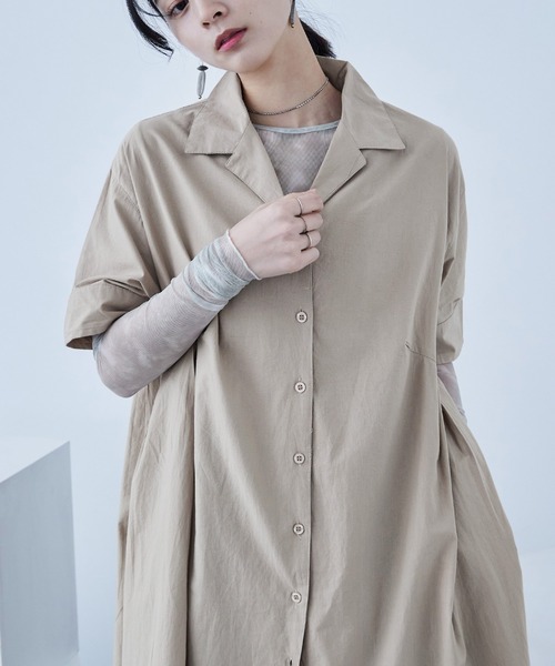 Fashion Letter(ファッションレター)の「オープンカラー シャツワンピース(シャツワンピース・レディース・ベージュ/チャコール/カーキ・M)」の22枚目の写真