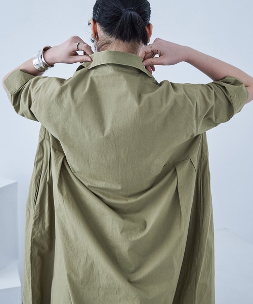 Fashion Letter(ファッションレター)の「オープンカラー シャツワンピース(シャツワンピース・レディース・ベージュ/チャコール/カーキ・M)」の4枚目の写真