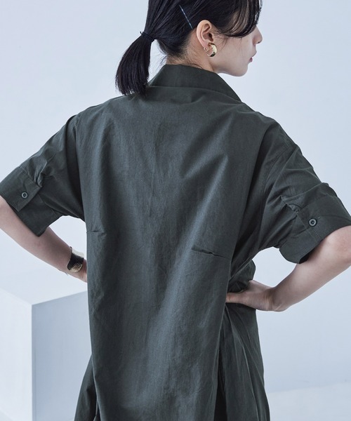 Fashion Letter(ファッションレター)の「オープンカラー シャツワンピース(シャツワンピース・レディース・ベージュ/チャコール/カーキ・M)」の11枚目の写真