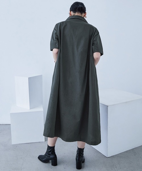 Fashion Letter(ファッションレター)の「オープンカラー シャツワンピース(シャツワンピース・レディース・ベージュ/チャコール/カーキ・M)」の12枚目の写真