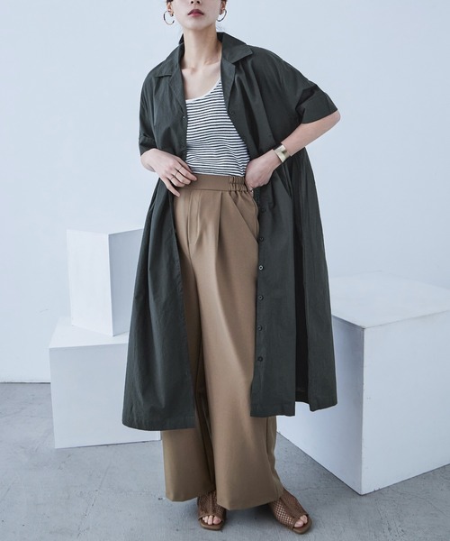 Fashion Letter(ファッションレター)の「オープンカラー シャツワンピース(シャツワンピース・レディース・ベージュ/チャコール/カーキ・M)」の13枚目の写真