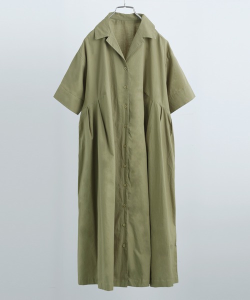 Fashion Letter(ファッションレター)の「オープンカラー シャツワンピース(シャツワンピース・レディース・ベージュ/チャコール/カーキ・M)」の16枚目の写真